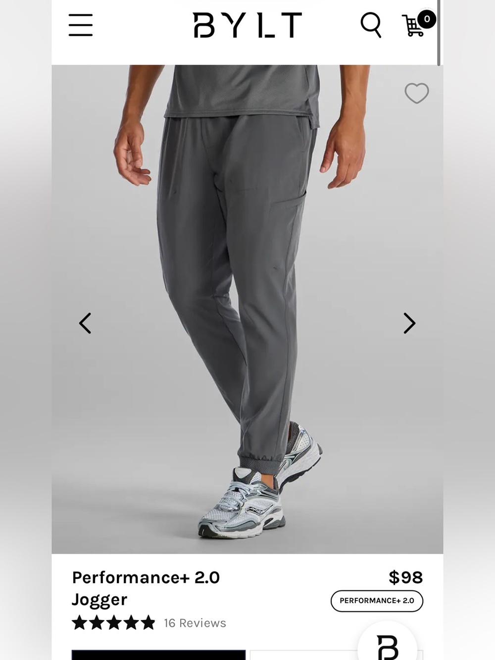 BYLT Basics Performance+ 2.0 Joggers — Charcoal